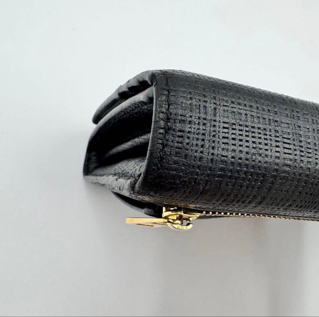 【美品】LOEWE 長財布　アナグラム　リネン　ブラック　　レザー