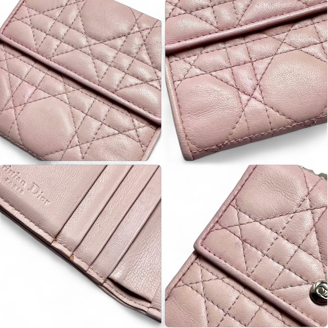 Dior レディディオール カナージュ ロータスウォレット CDボタン 折り財布