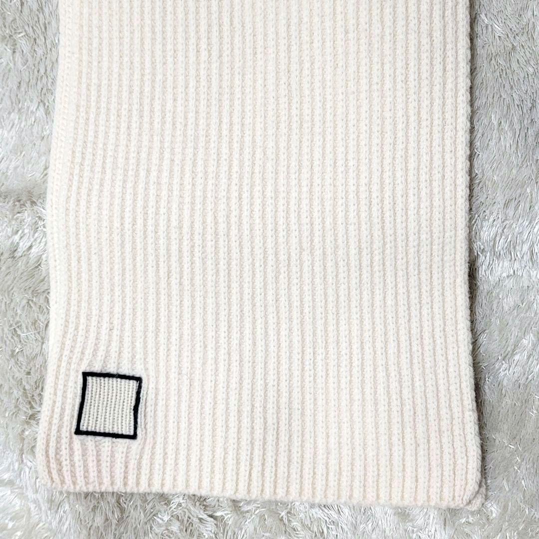 美品 ストーンアイランド マフラー ウール コンパスロゴ 立体編み ホワイト