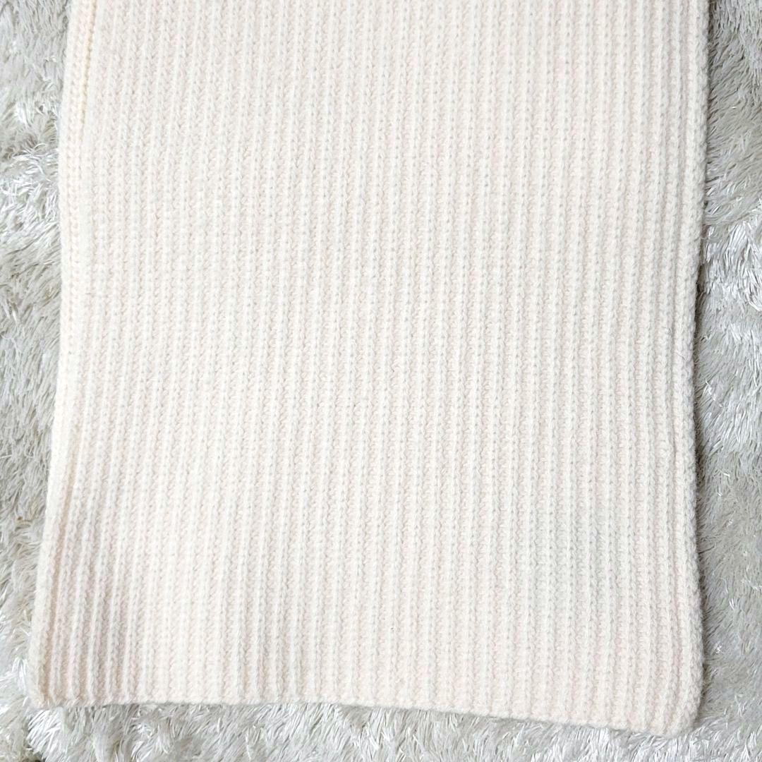 美品 ストーンアイランド マフラー ウール コンパスロゴ 立体編み ホワイト