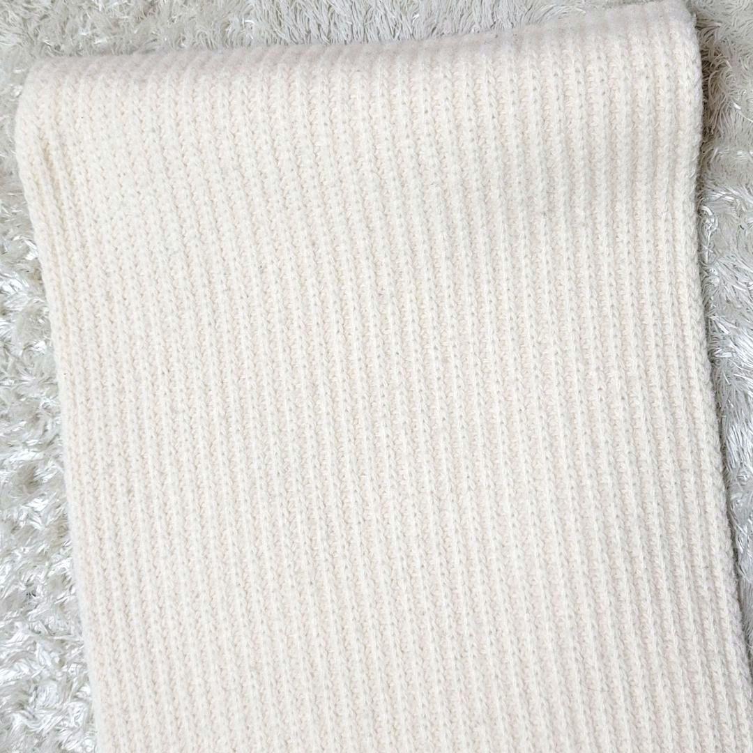 美品 ストーンアイランド マフラー ウール コンパスロゴ 立体編み ホワイト