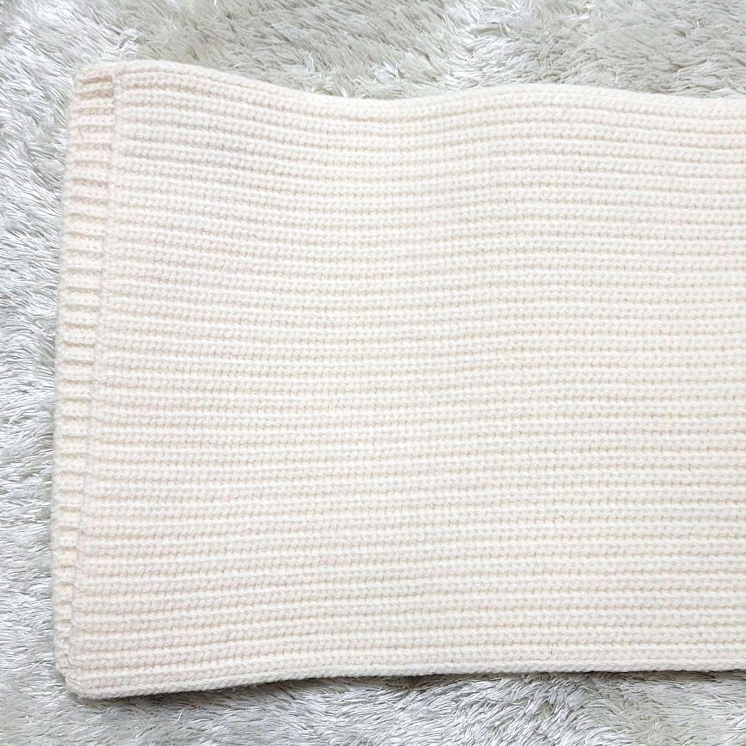 美品 ストーンアイランド マフラー ウール コンパスロゴ 立体編み ホワイト