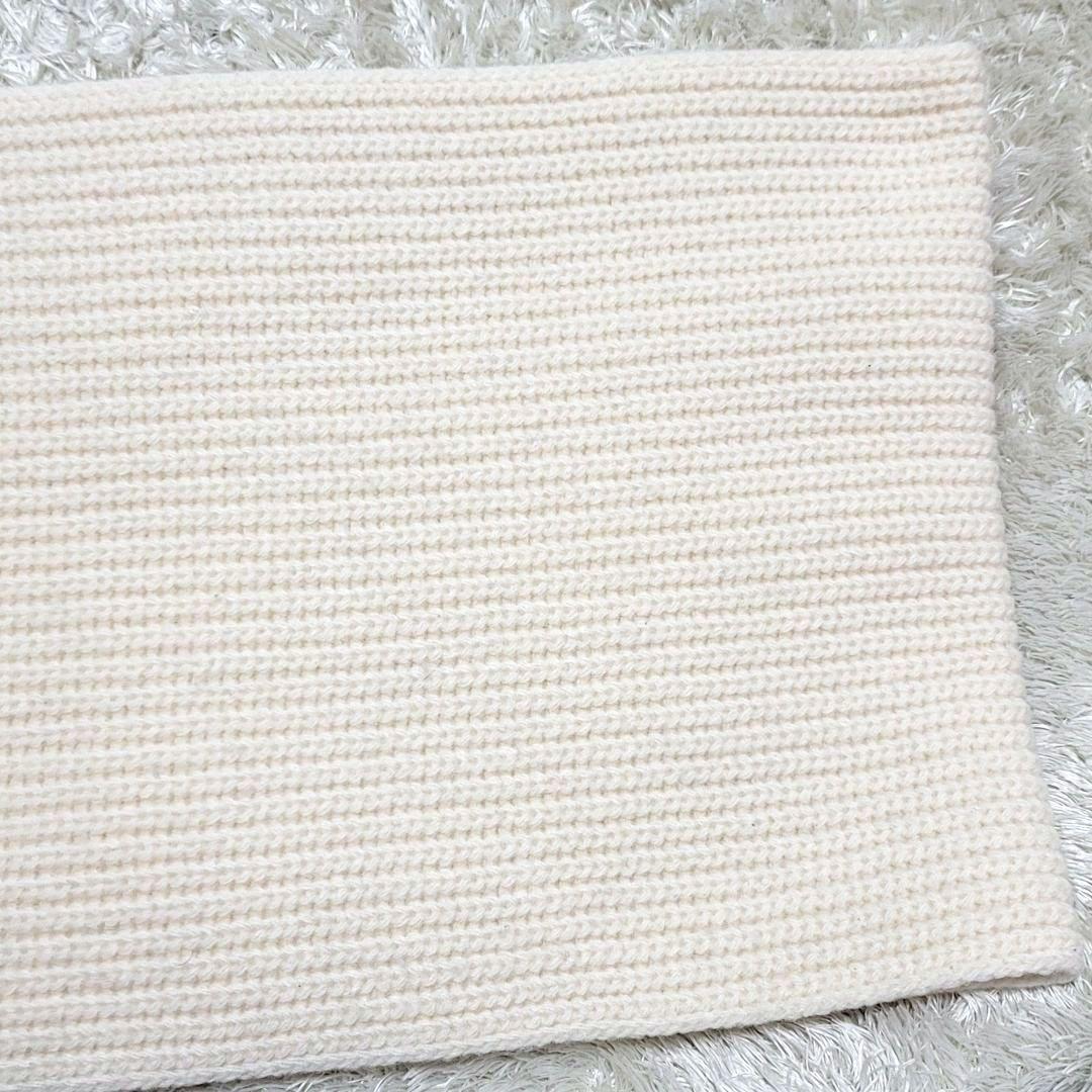 美品 ストーンアイランド マフラー ウール コンパスロゴ 立体編み ホワイト