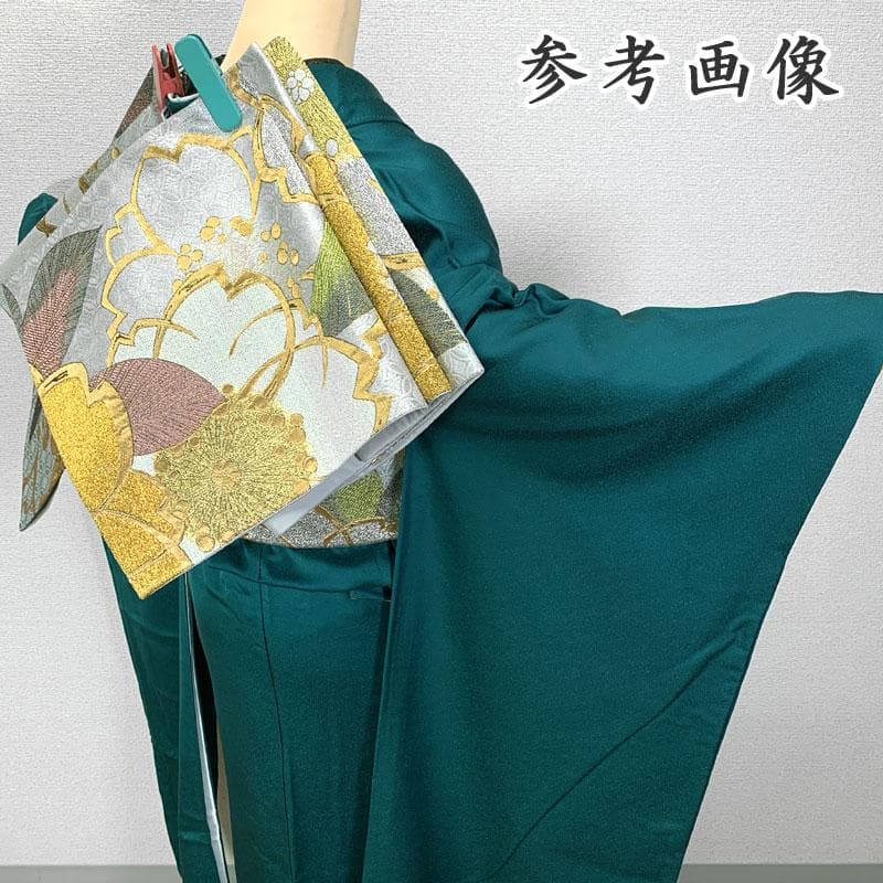 509z27〇振袖 金彩 刺繍 桜 菊 梅 牡丹 緑〇美品 成人式 結婚式