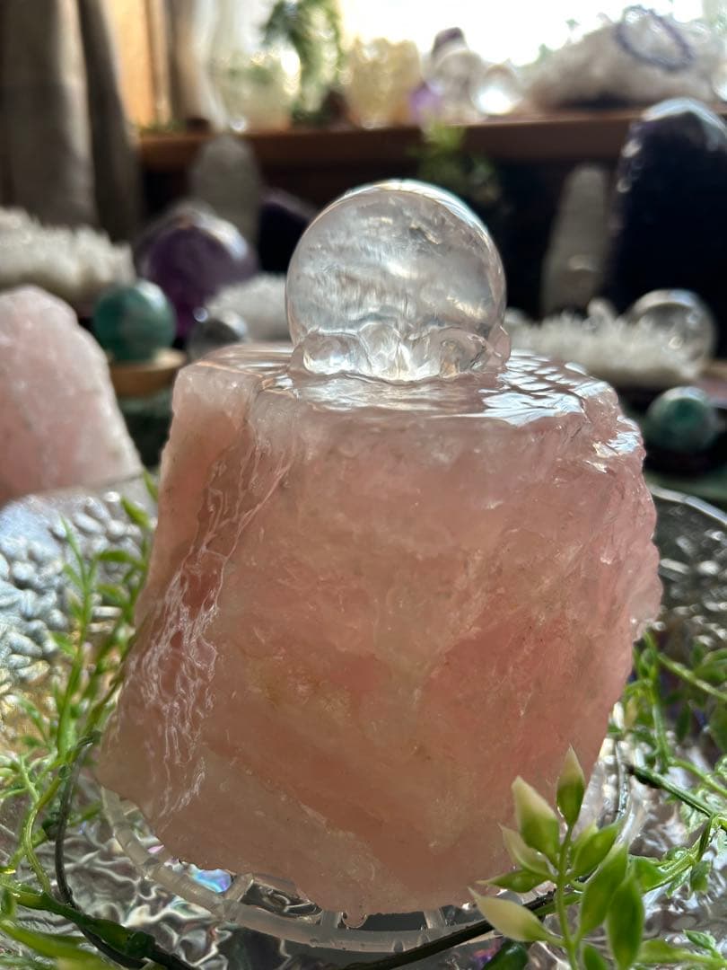 ✨破格✨絶品‼️ローズクオーツ☆噴水☆天然石⭐︎ファウンテン☆秘蔵品⭐︎2100g
