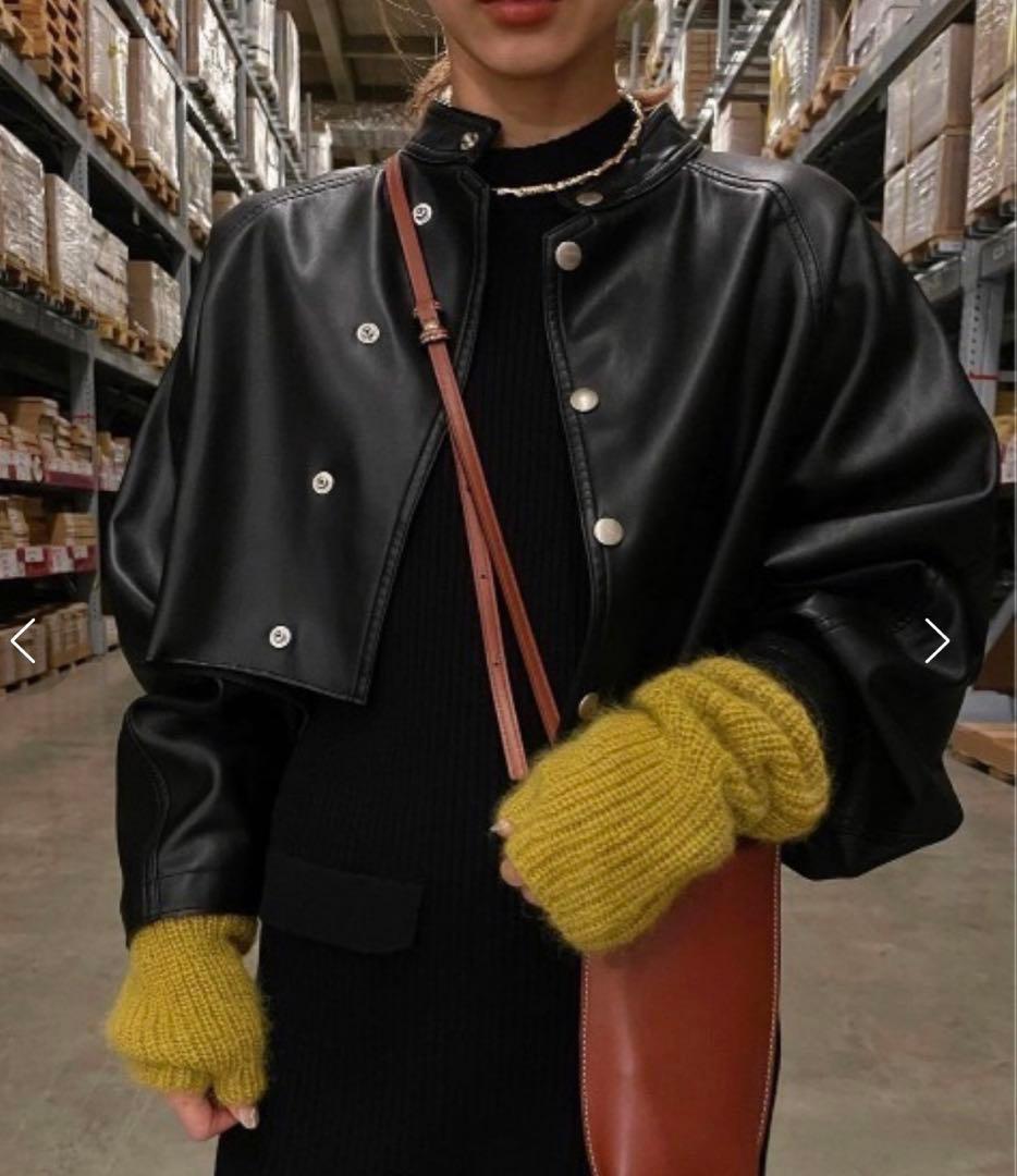 ジャケット・アウター Ameri ROUNDSHORTSYNTHETIC LEATHER JACKET