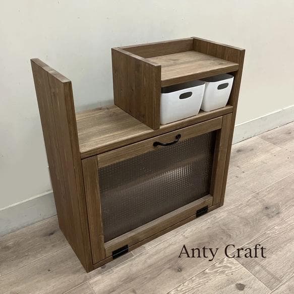 【サイズオーダー可】【引取可能】扉付きキッチン収納（ケース大1個＆小1個付）