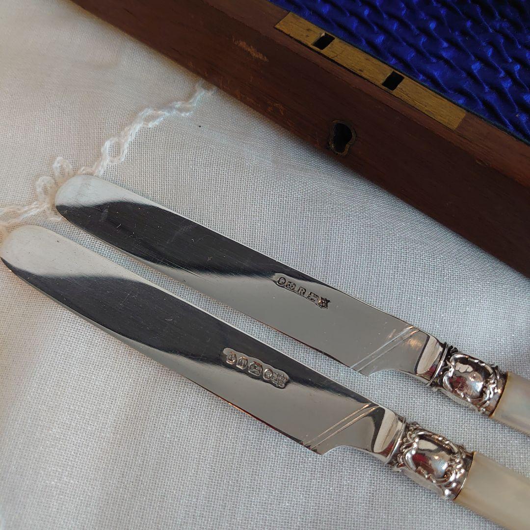 白蝶貝　純銀　マザーオブパール　カトラリー　ナイフ　フォーク　アンティーク