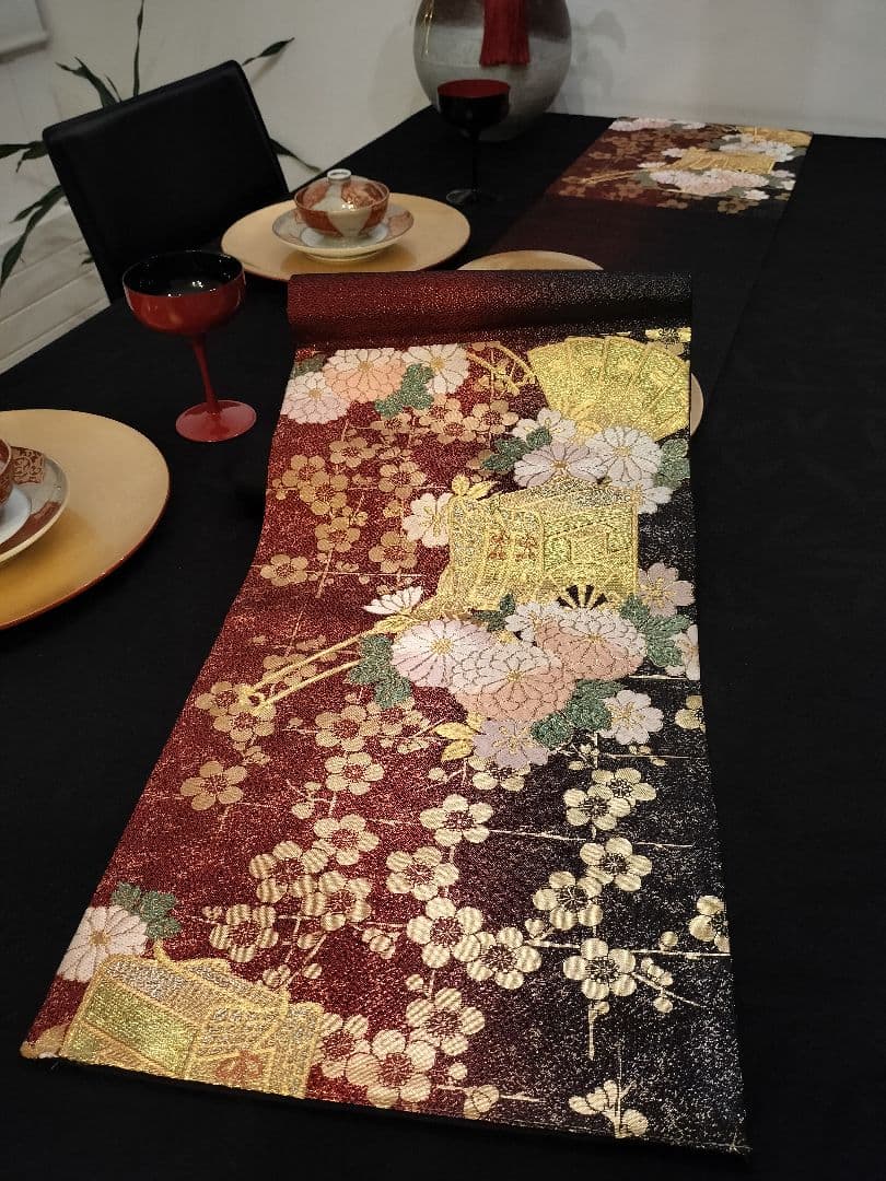 A957★逸品‼️御所車‼️ひな祭り‼️テーブルランナー2m20cm