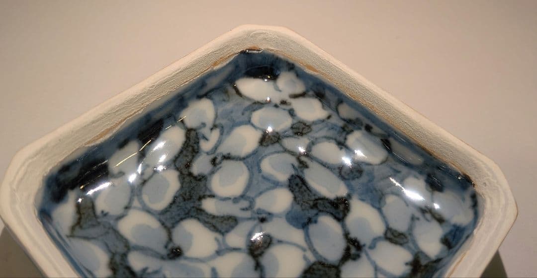 『青木龍山』『染付花紋』香合　有田焼　茶道具表千家　共箱共布　梅花