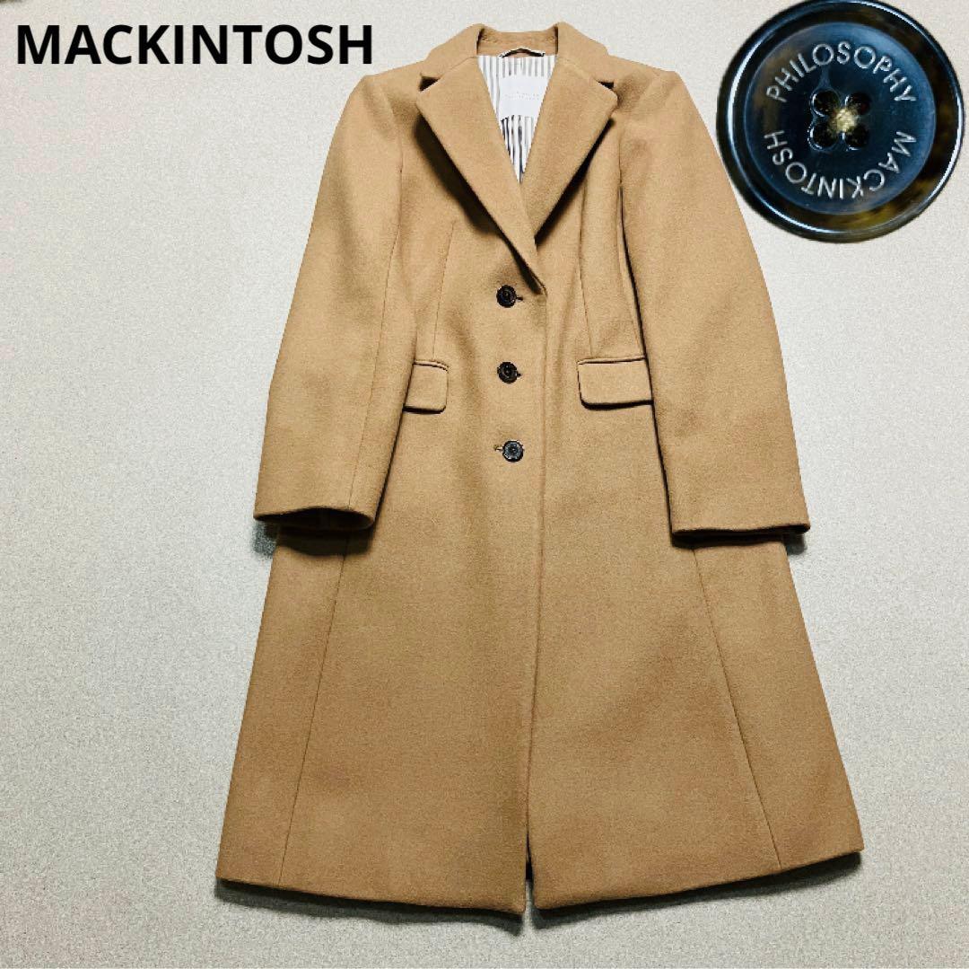 極美品✨マッキントッシュ チェスターコート ロング ベージュ 裏地ストライプ