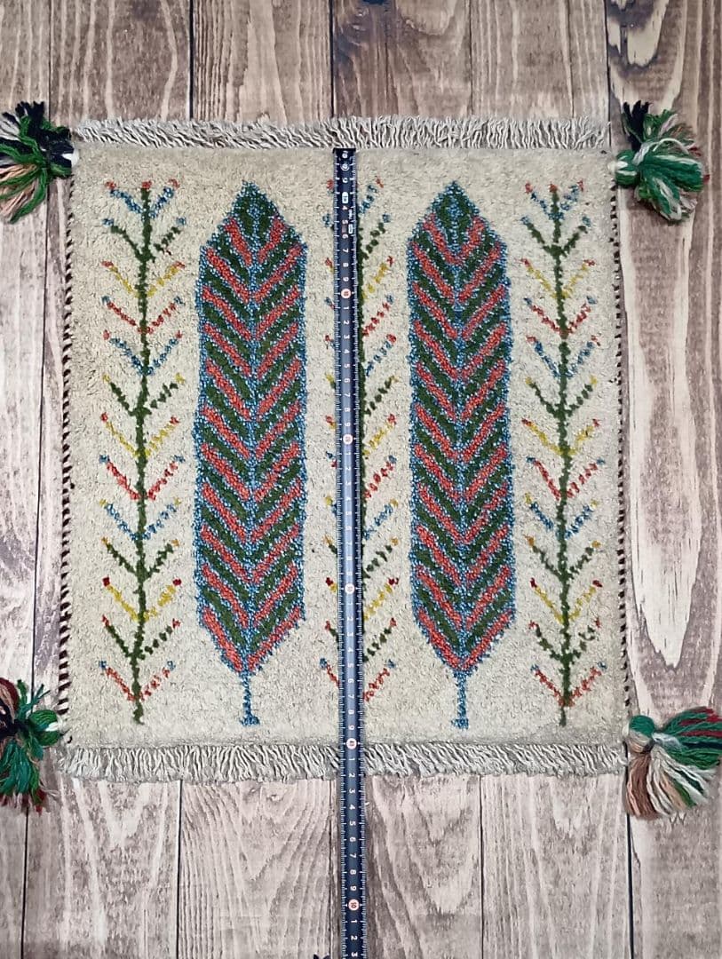 ペルシャ絨毯　ギャッベ　座布団　手織り　イラン(113)