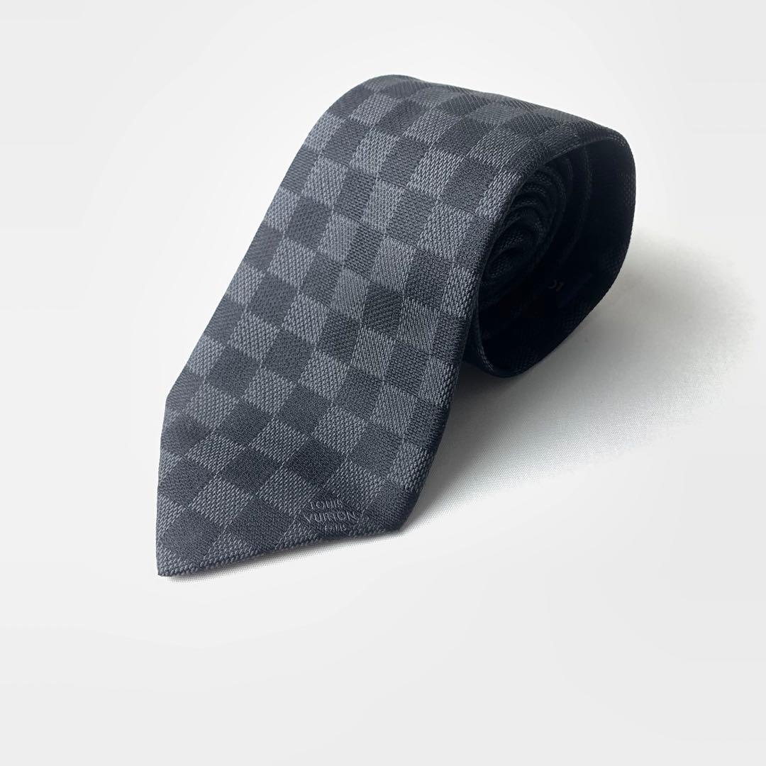 1029 LOUIS VUITTON ルイヴィトン　ダミエ　シルク　ネクタイ　黒
