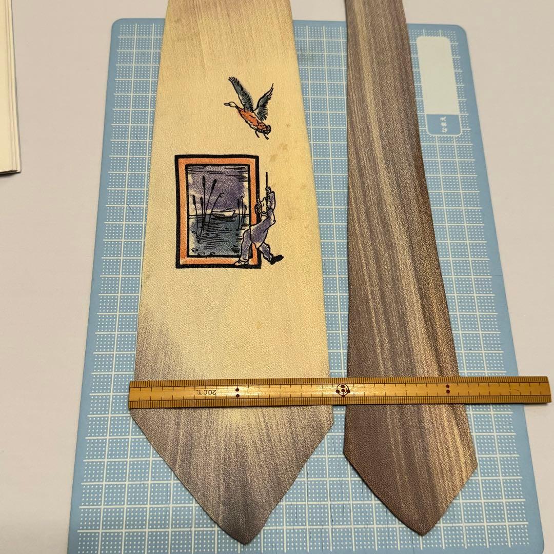 ネクタイnecktieハンドペイント50s紳士服スーツ古着ビンテージブランド鳥