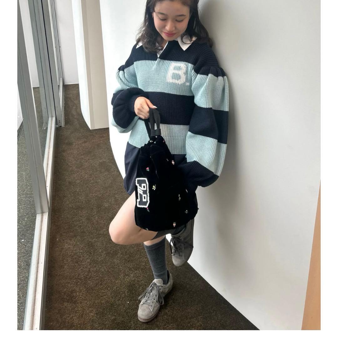 Bibiy. 25AW B. POLO KNIT ネイビー