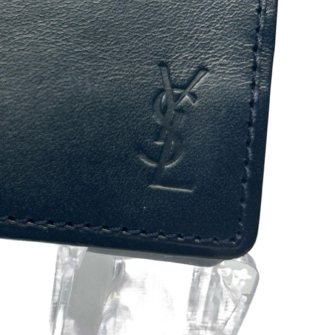 YSL☆美品 ケース 本革 シンプル 小銭入れ ネイビー系 高級 人気
