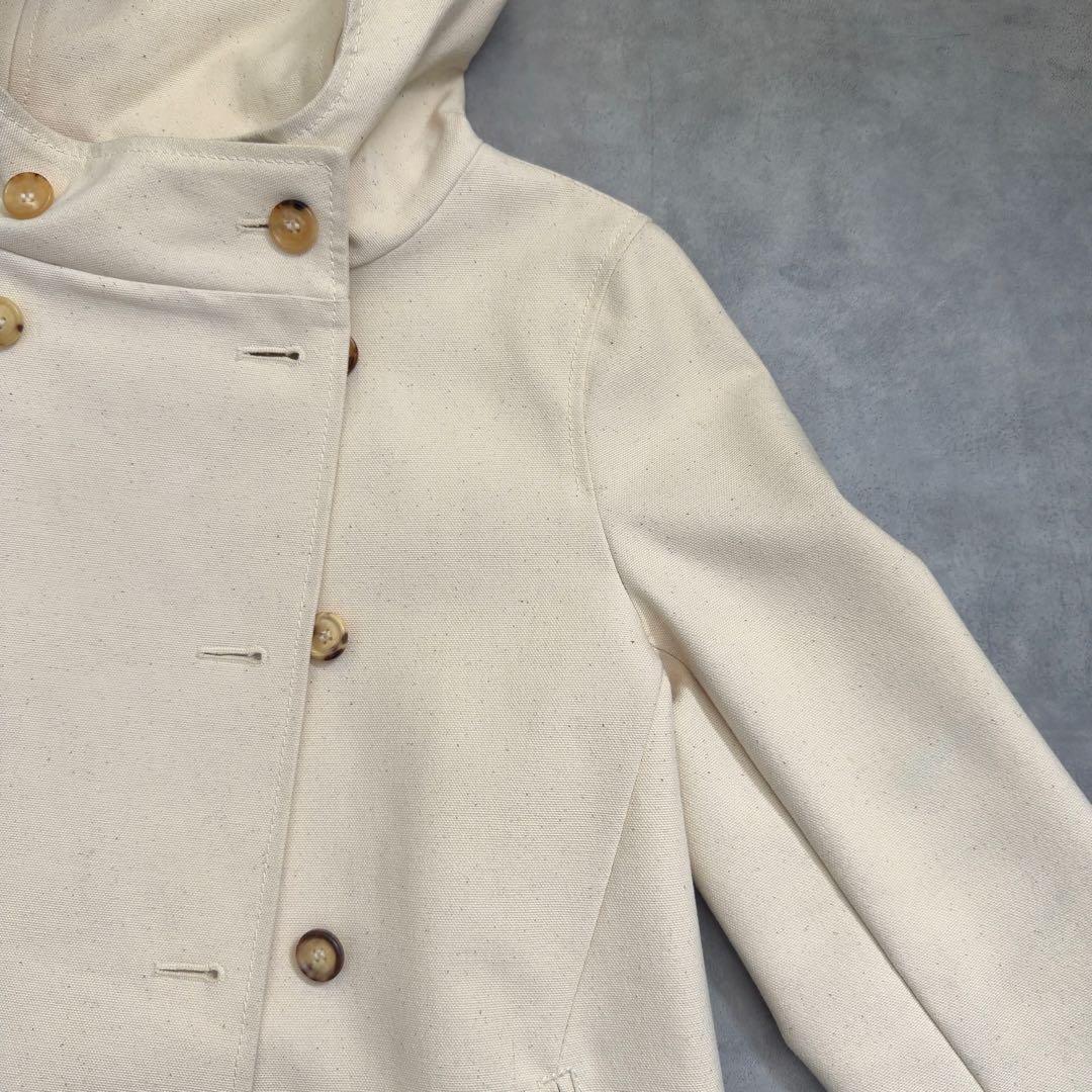 【CELINE】セリーヌ フードコットンスプリングコート 生成り 36ベルギー製