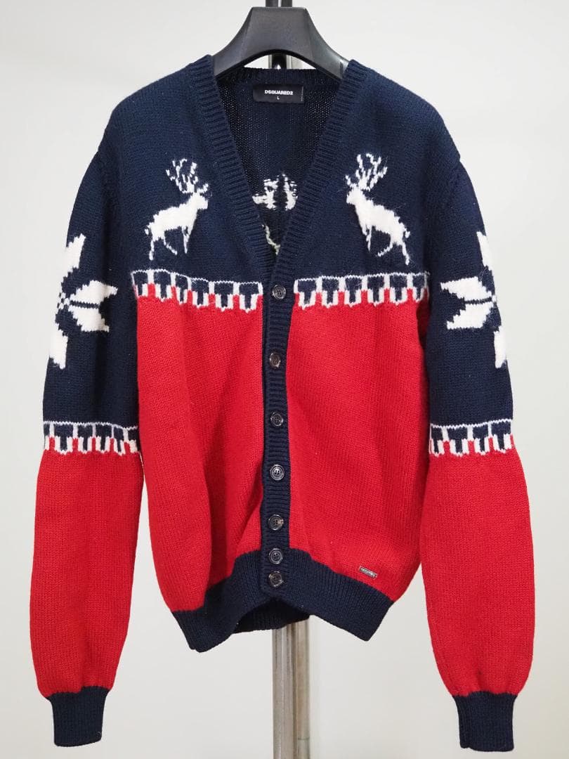 DSQUARED2 ディースクエアード 17AWノルディック柄厚手カーディガンL