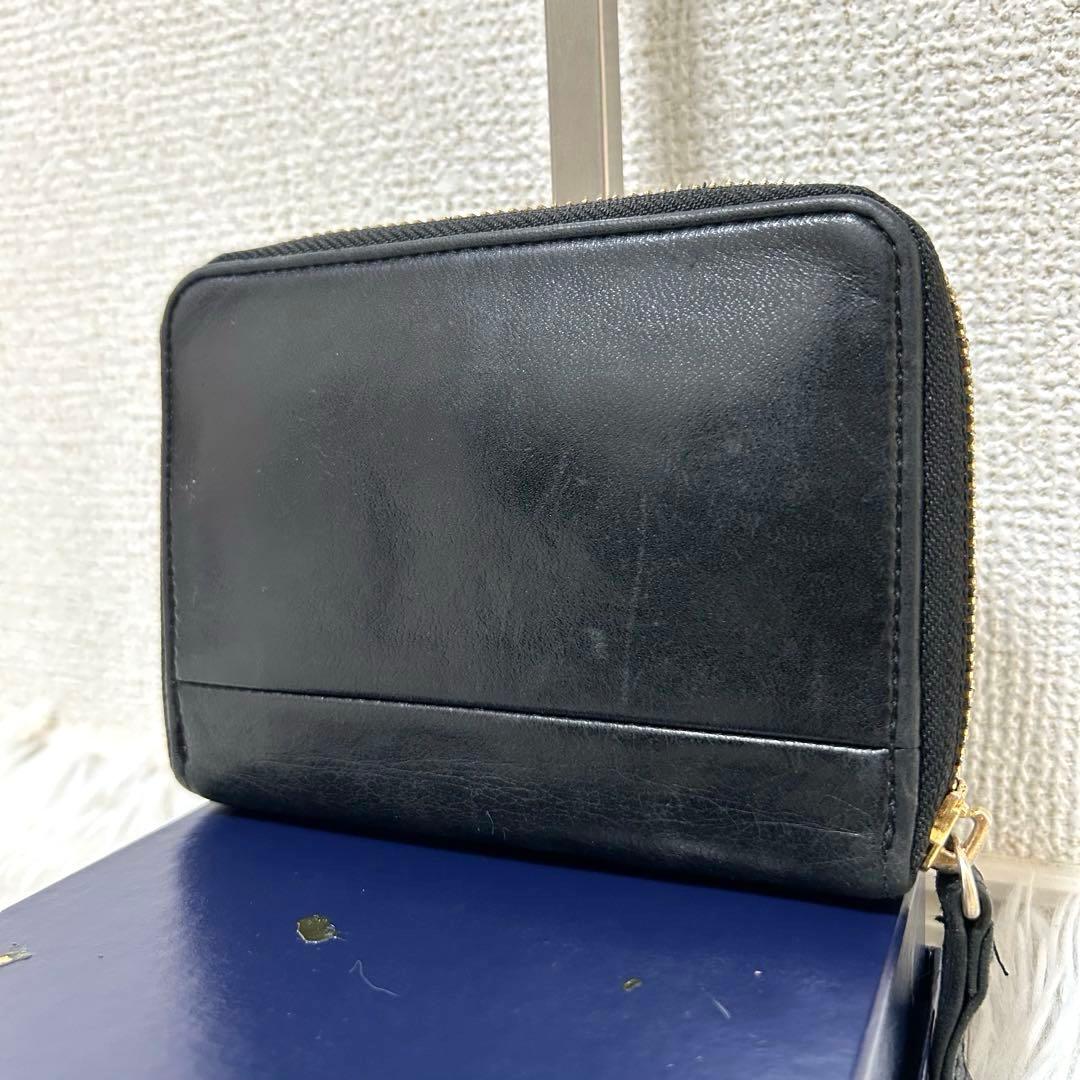 【美品✨ワイズ/レザー】ポーター　ラウンドジップ　折り財布　ブラック　コンパクト