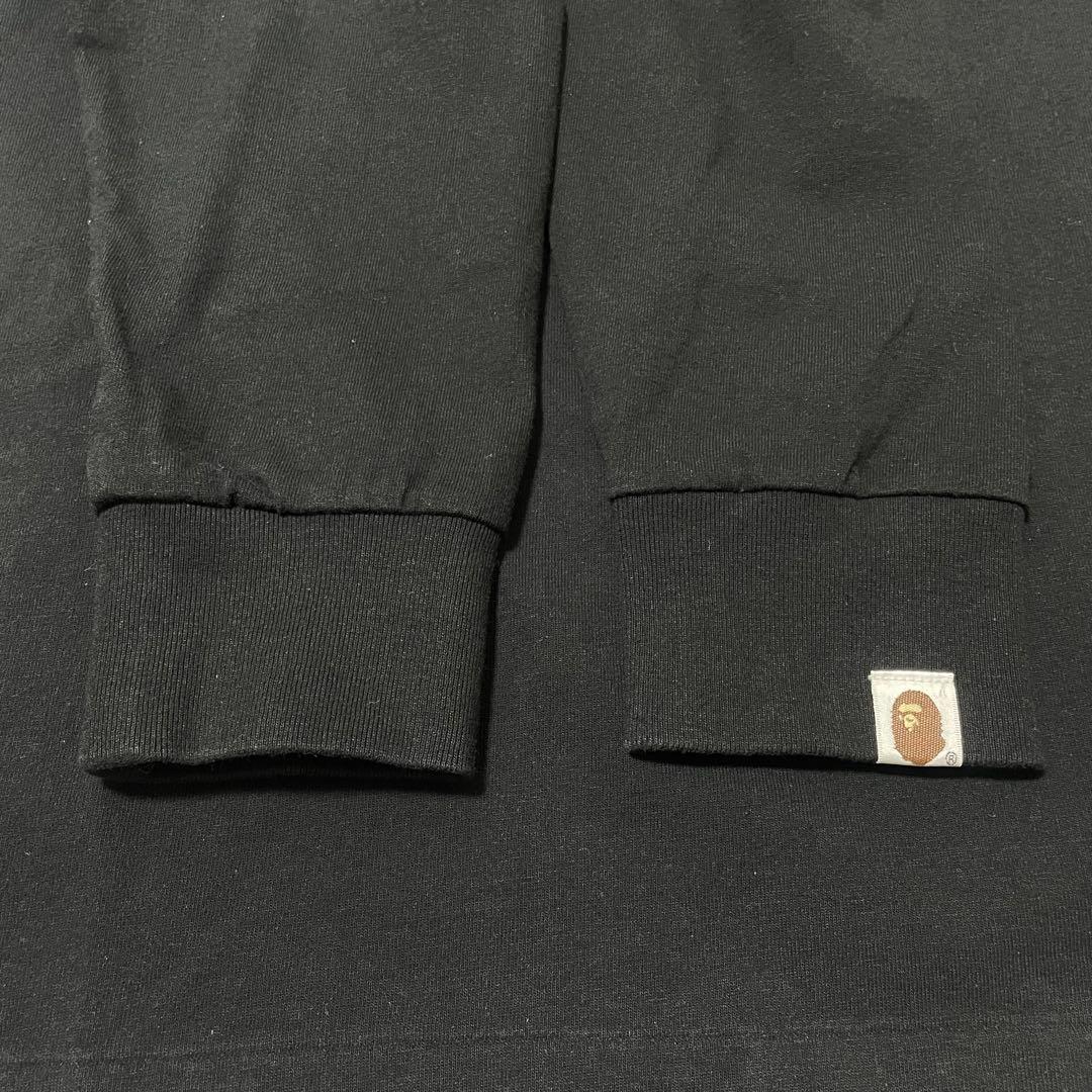 美品 A BATHING APE BAPE シャークヘッド ロンT M ブラック