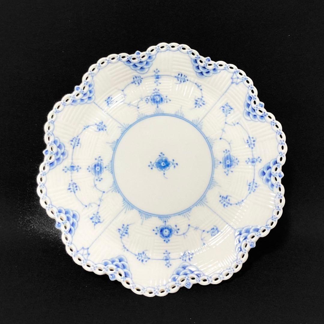 【希少 美品】ロイヤルコペンハーゲン ブルーフルーテッド フルレース ケーキ皿