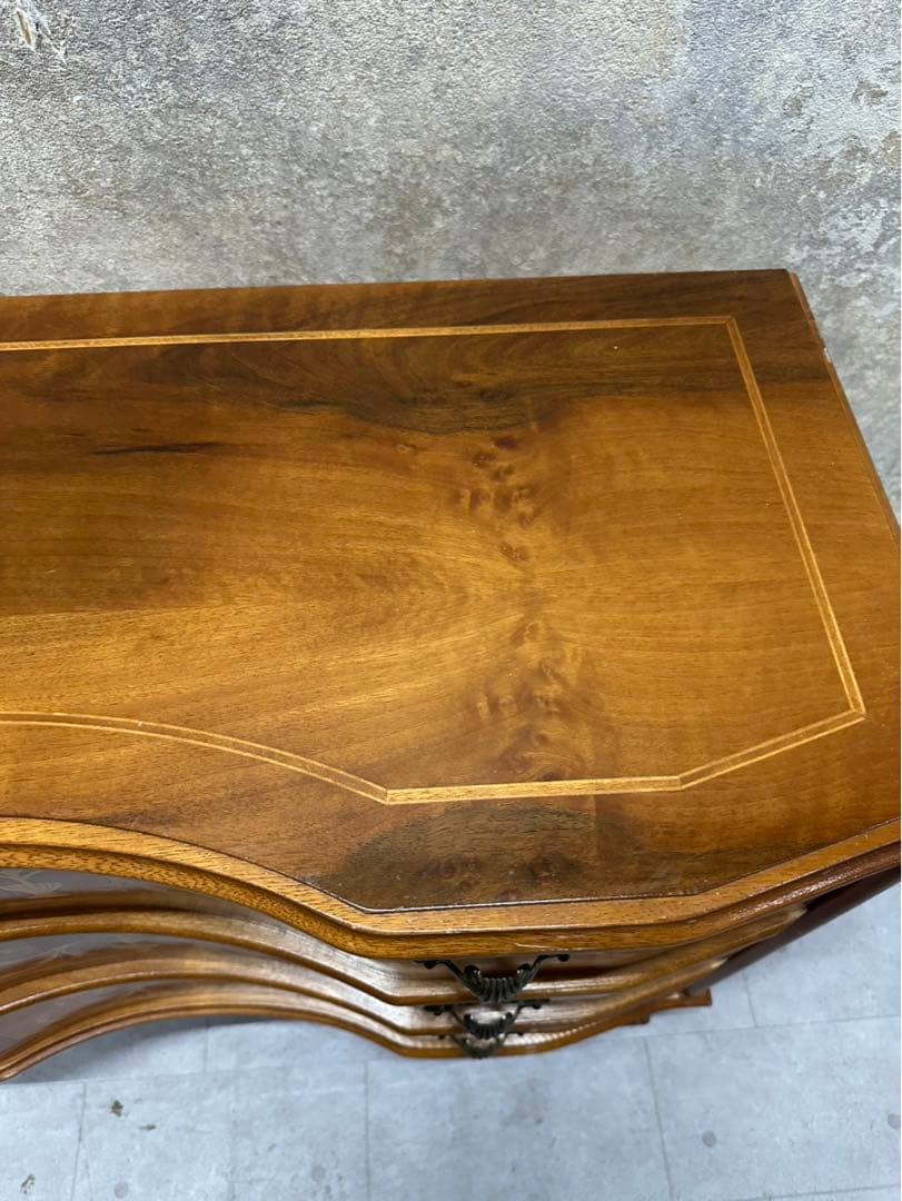 猫脚 象嵌チェスト 3段 ロココ調 タンス アンティーク風