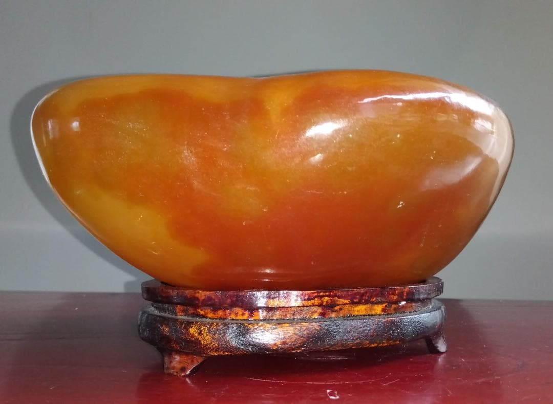 希少巨大瑪瑙ハート型彫り物オブジェ置物