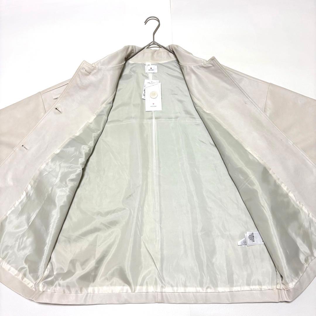 タグ付✨merry jenny リボン フェイクレザー ジャケット ホワイト F