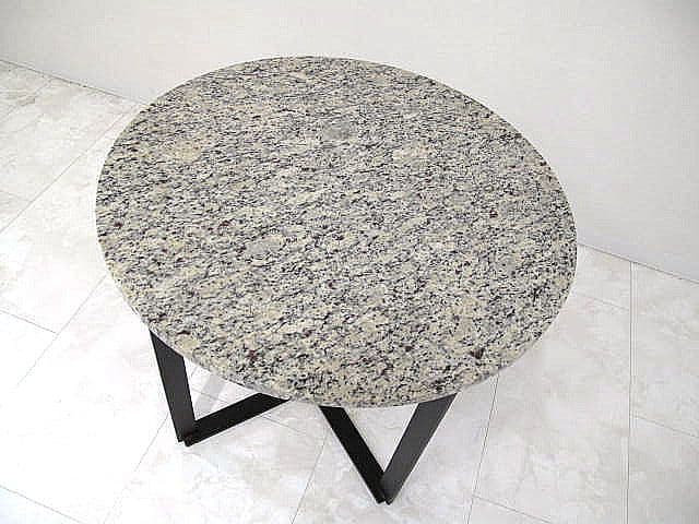 美品 ルナパール/御影石サイドテーブル 直径65cm 大理石テーブル