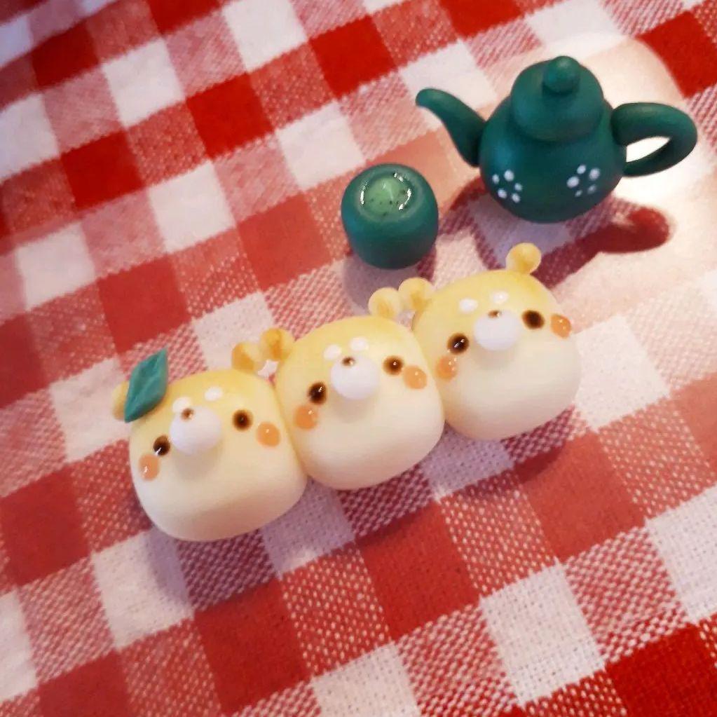 ちぎりパン☆柴犬兄弟&きゅうすset