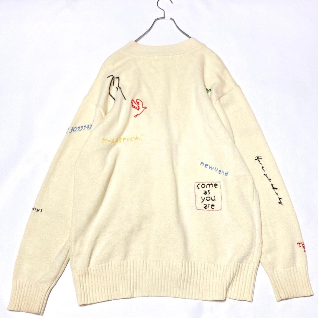 23AW メゾンスペシャル ライフワードエンブロイダリーニットカーディガン 刺繍