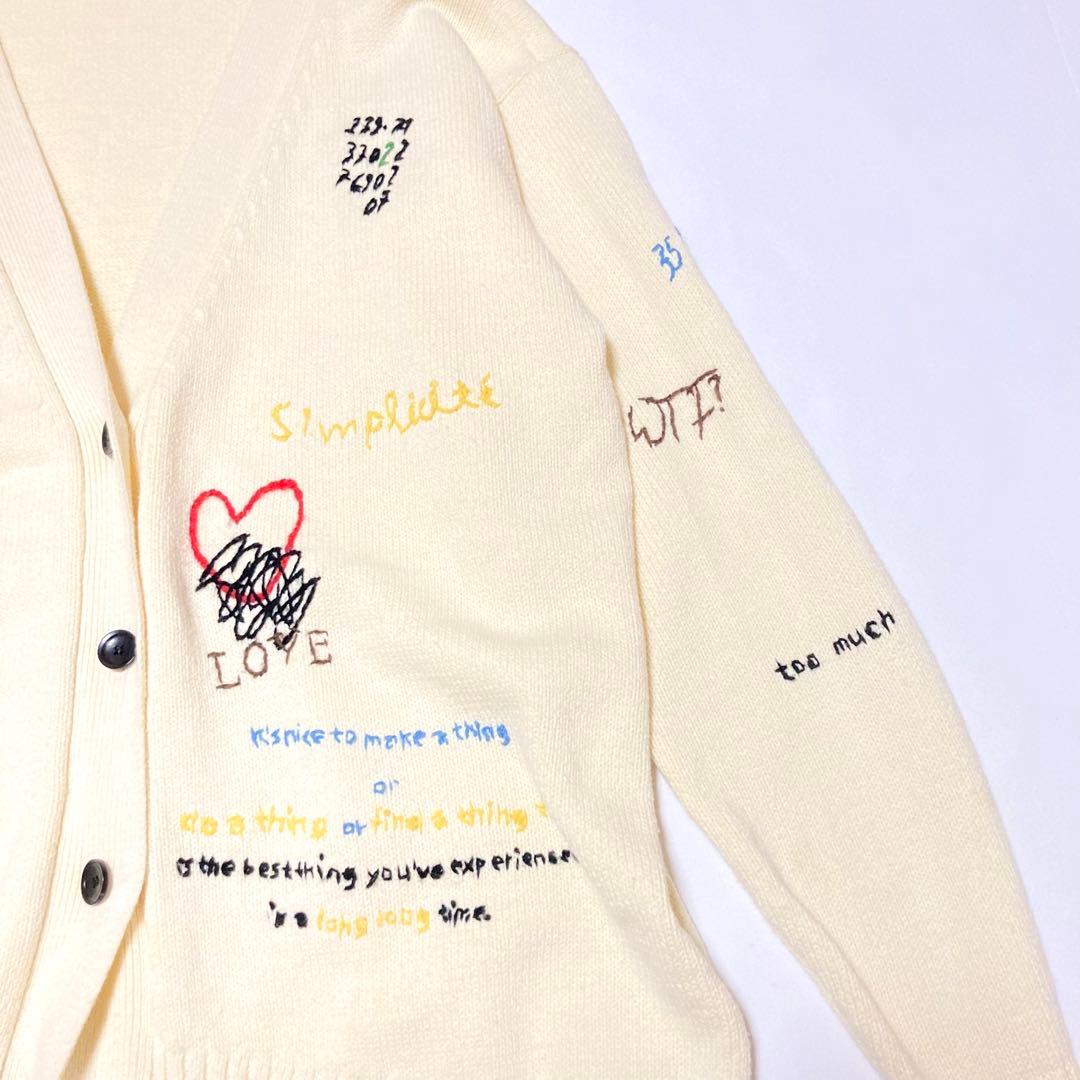 23AW メゾンスペシャル ライフワードエンブロイダリーニットカーディガン 刺繍
