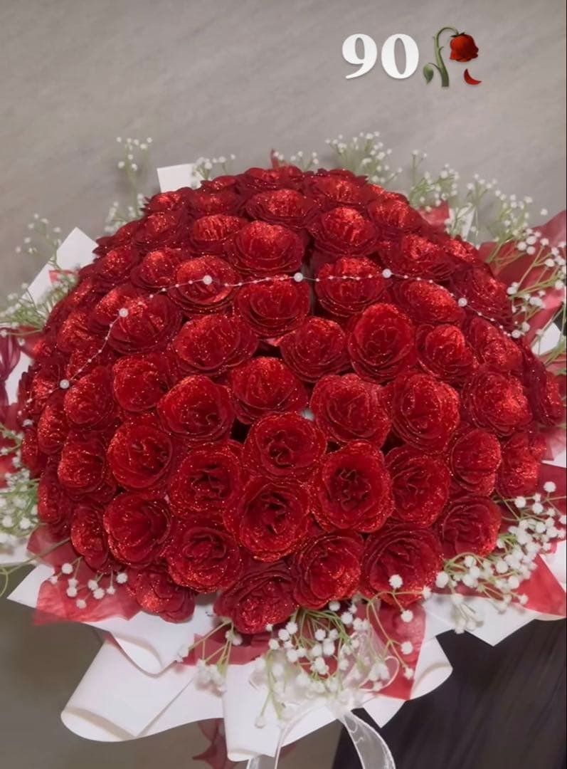 90本の赤いバラの花束 グリッダーローズ プロポーズ用