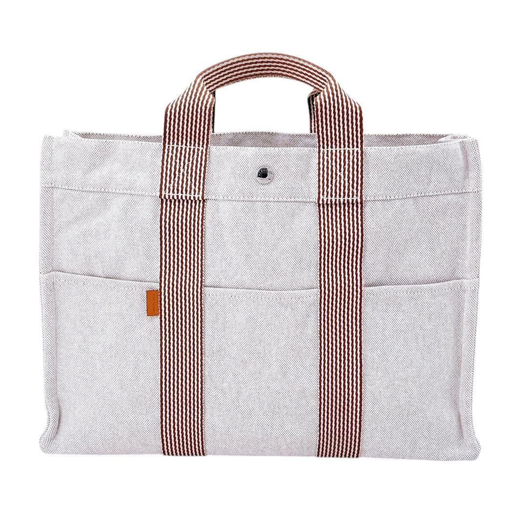 【極美品】エルメス/トートバッグ/ニューフールトゥMM /A4/茶色/キャンバス