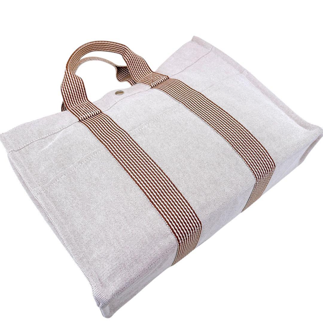 【極美品】エルメス/トートバッグ/ニューフールトゥMM /A4/茶色/キャンバス