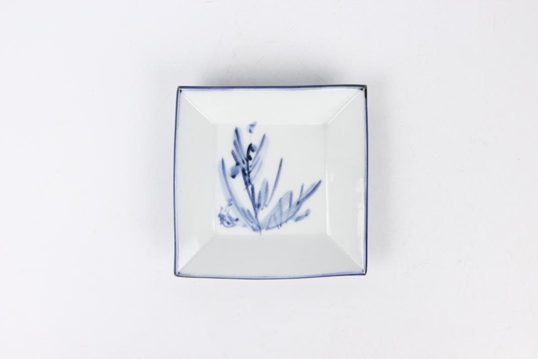 人間国宝 近藤悠三 作 染附 正方 皿 方皿　技工名品 FJ29-5