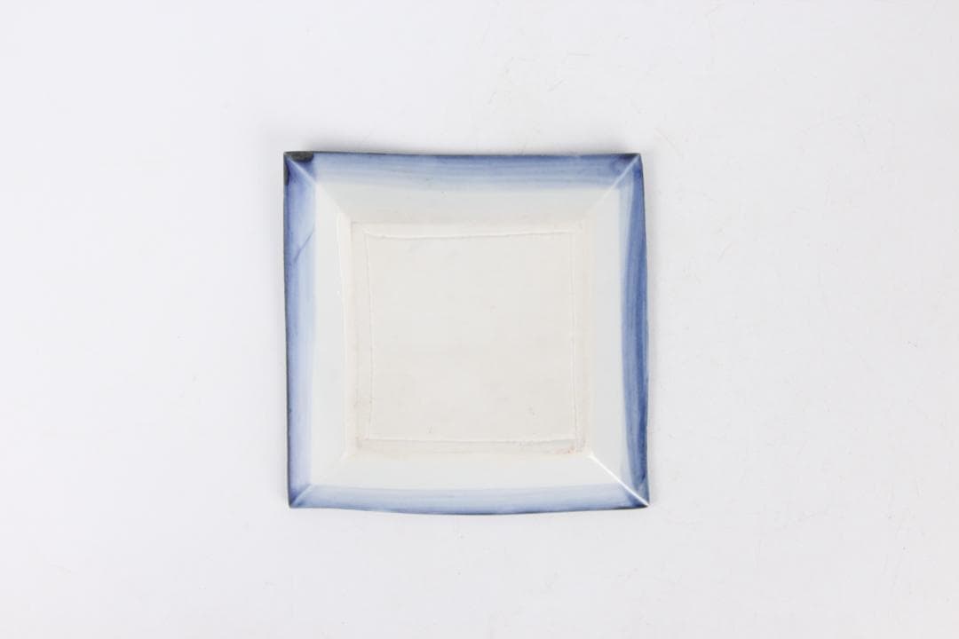 人間国宝 近藤悠三 作 染附 正方 皿 方皿　技工名品 FJ29-5