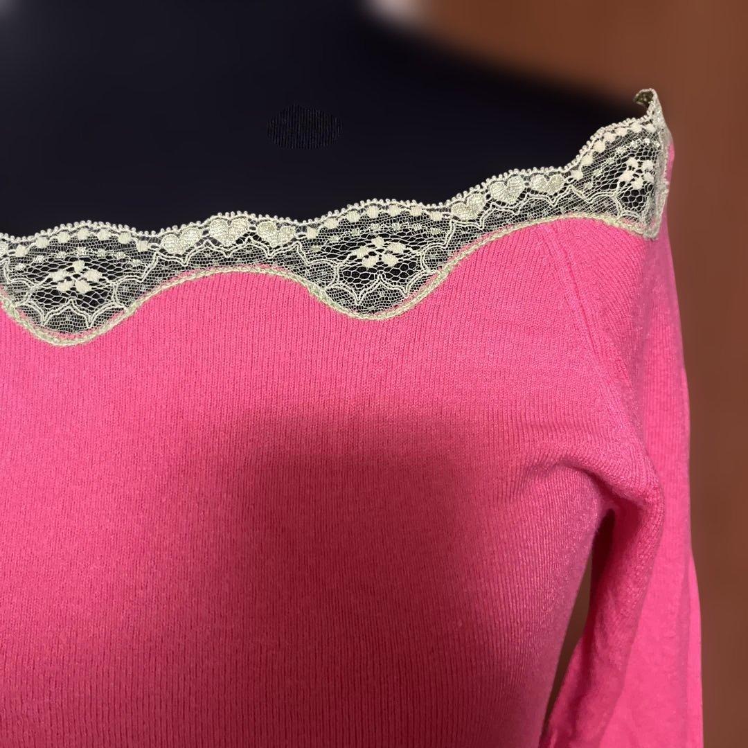 BluGirl Blumarine ピンク 長袖Tシャツ　美品　ラブリーレースM