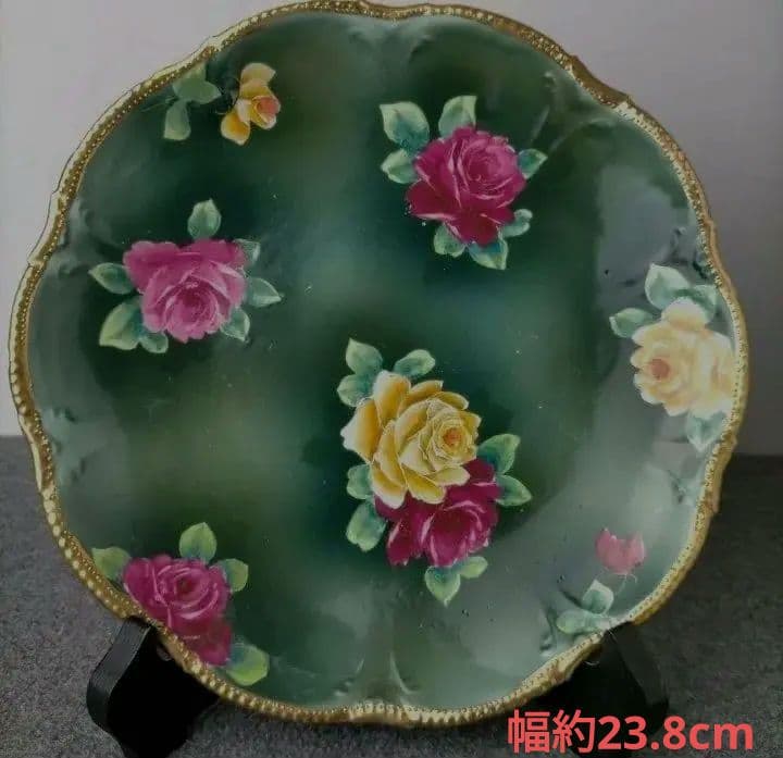 オールドノリタケ 金彩点盛り薔薇絵」