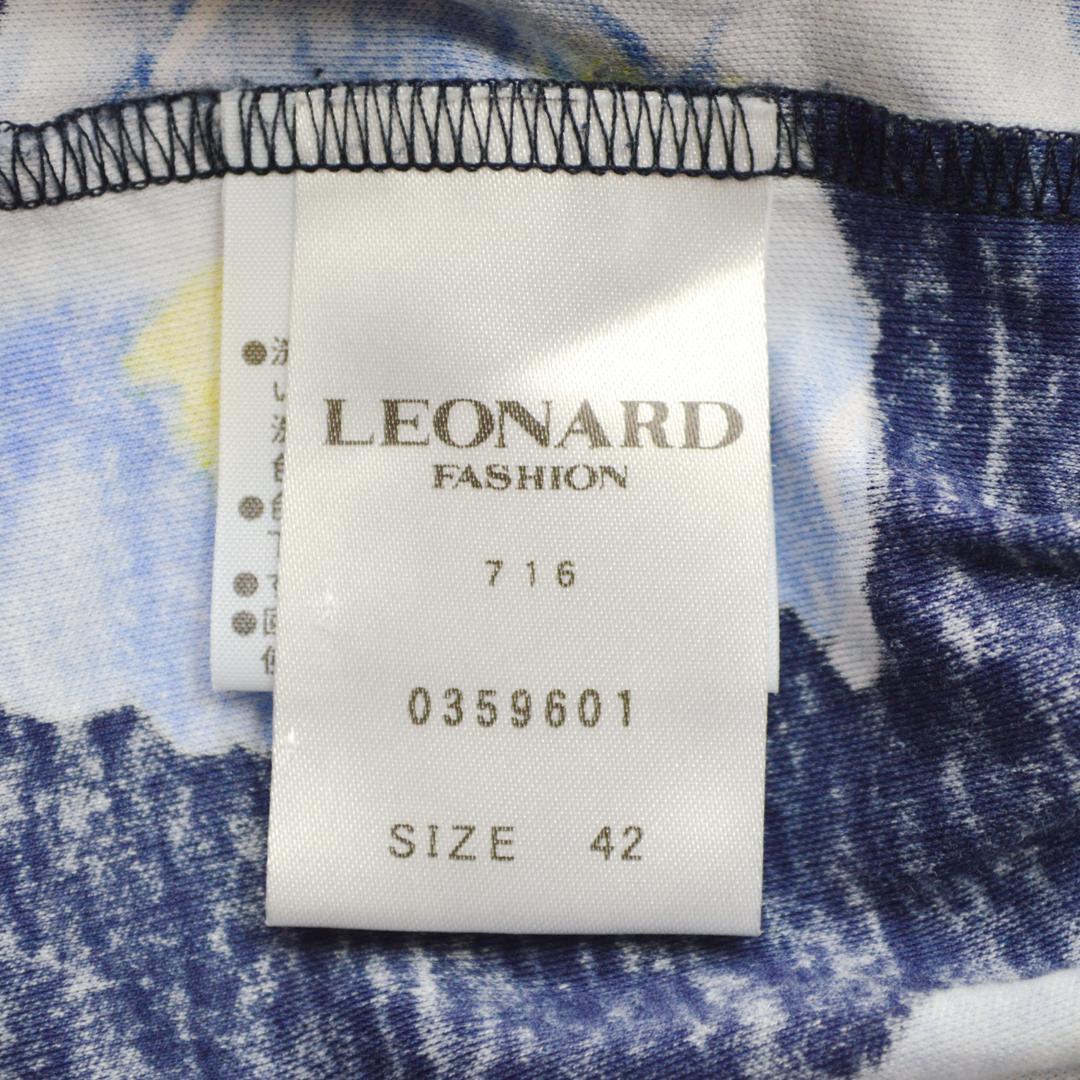 【極美品】LEONARDレオナール日本製 フラワープリント半袖カットソーL紺色