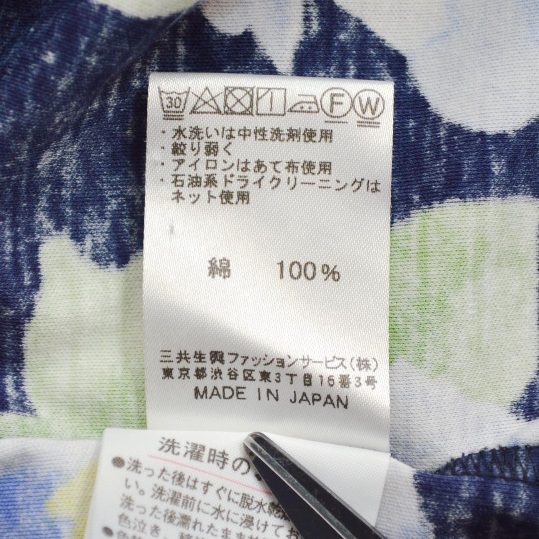 【極美品】LEONARDレオナール日本製 フラワープリント半袖カットソーL紺色
