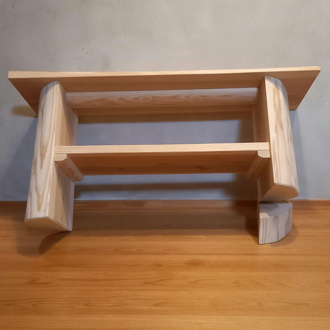 国産杉　無垢一枚板&丸太半割りログ脚　特注品脚高さ違い