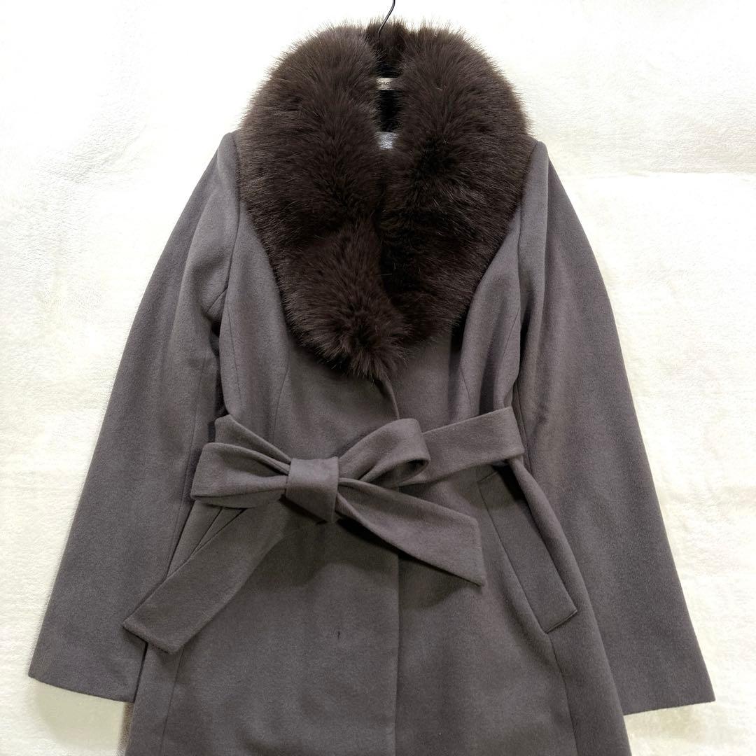 22AW 美品 ピンキーアンドダイアン カシミヤ混ベルテッドコート ファーコート