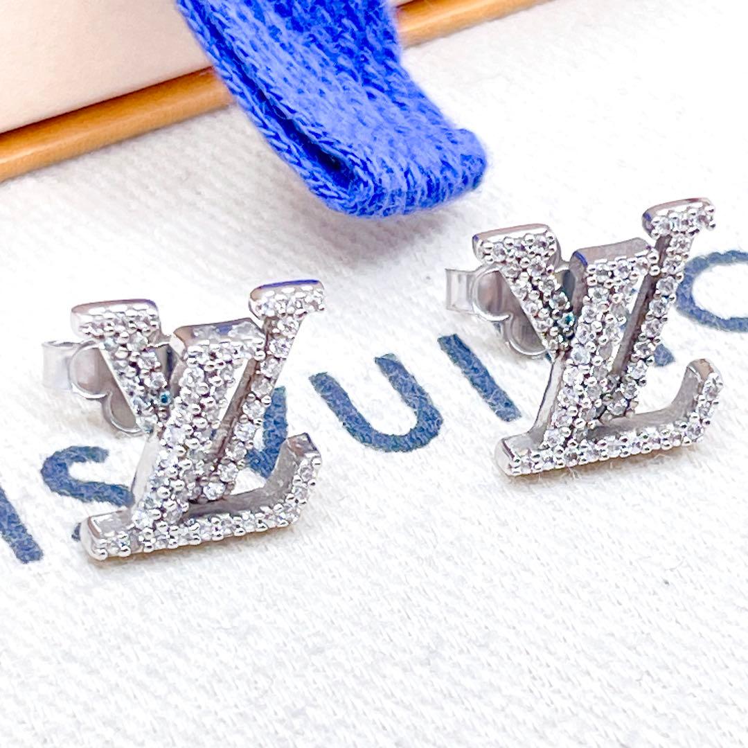 LOUIS VUITTON ピアス　アイコニック　ストラス　ストーン　シルバー