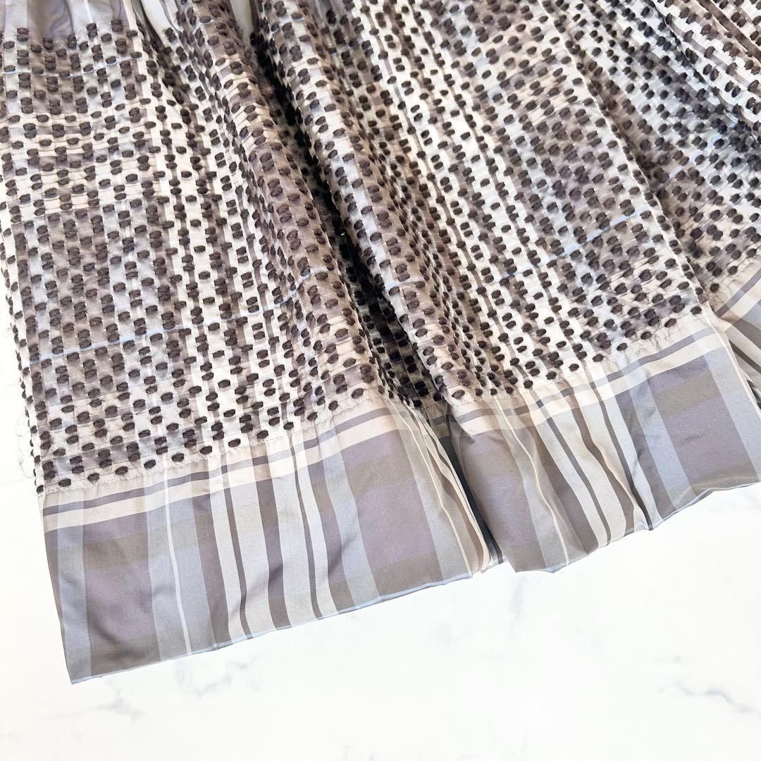 マリテフランソワジルボー 変形デザインスカート 刺繍 チェック ウール コットン