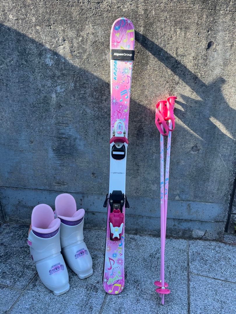 スキー板セット　板106cm ブーツ23cm ストック　80cm