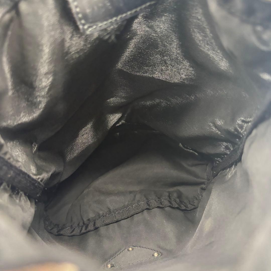 【我儘様】PRADA 巾着ミニポーチ バッグ ナイロン 三角ロゴ ブラック