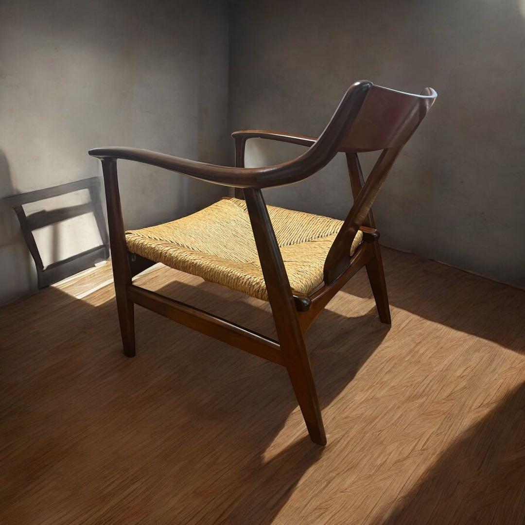 美品 松本民芸 家具 77型 曲肘 ラッシ アーム チェア ②