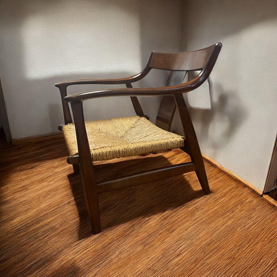 美品 松本民芸 家具 77型 曲肘 ラッシ アーム チェア ②