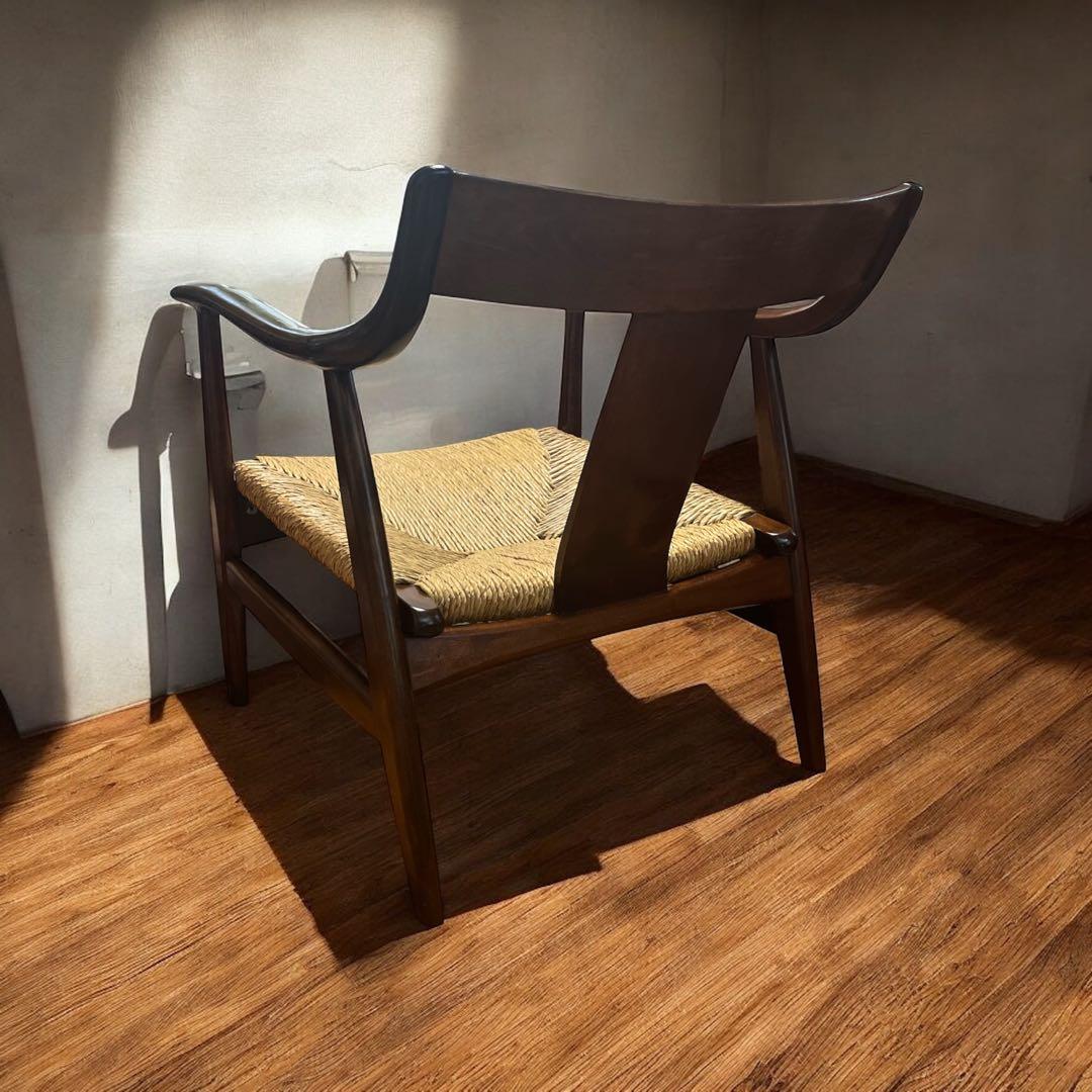 美品 松本民芸 家具 77型 曲肘 ラッシ アーム チェア ②